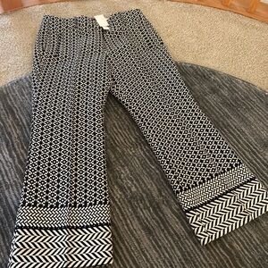 J. Crew Collection Black and Ecru (Cream) Geometric Pants Size 10